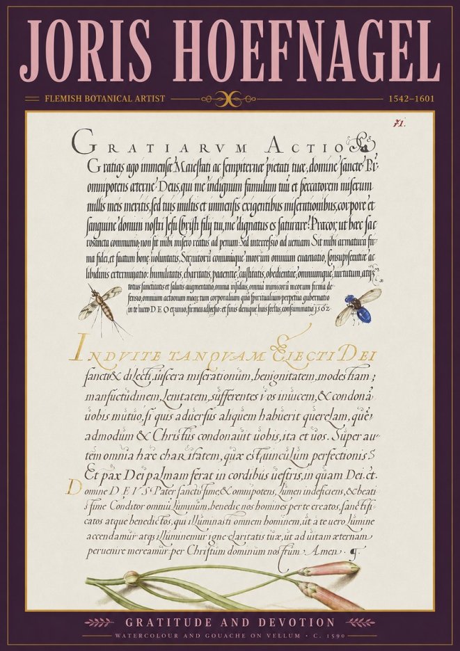 Joris Hoefnagel Thanksgiving to God • Institute for Botanical Studies No4 - Plakat