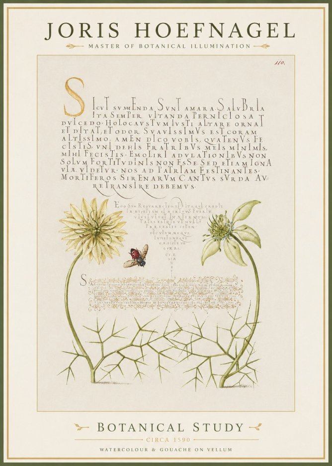 Joris Hoefnagel Botanical Study with Insect No2 - Plakat