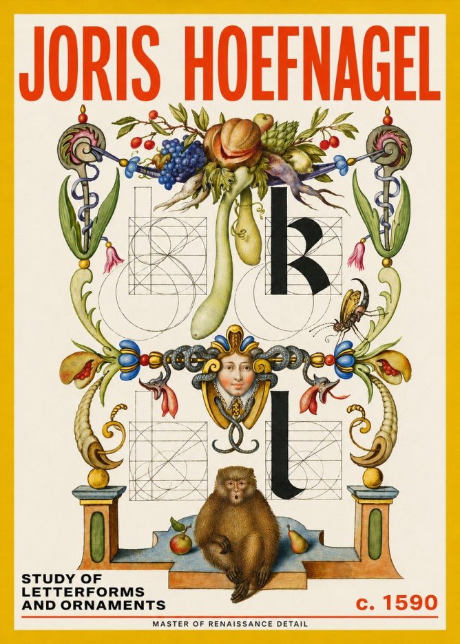 Joris Hoefnagel Study of Letterforms and Ornaments No5 - Plakat