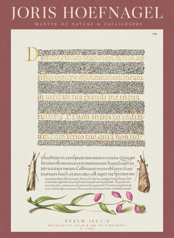 Joris Hoefnagel Illuminated Manuscript Page II No6 - Plakat