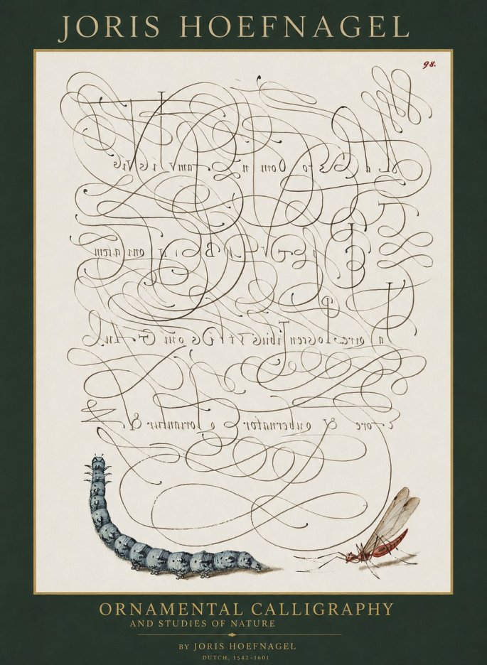 Joris Hoefnagel Ornamental Calligraphy and Studies of Nature No1 - Plakat