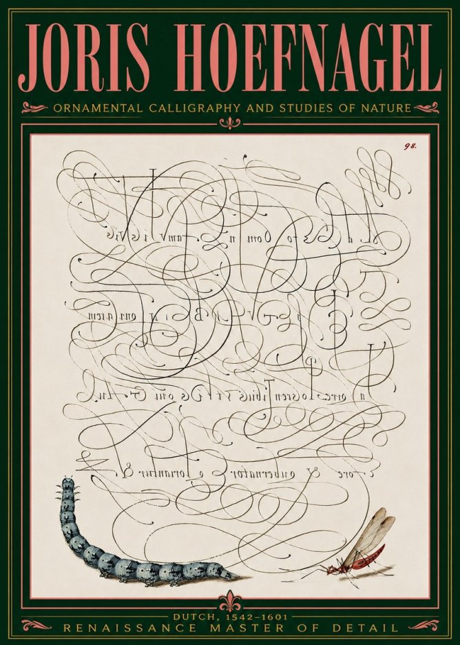 Joris Hoefnagel Ornamental Calligraphy and Studies of Nature No5 - Plakat