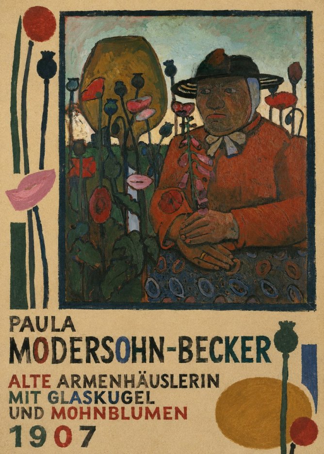 Paula Modersohn-Becker Alte Armenhäuslerin Mit Glaskugel Und Mohnblumen No4 - Plakat
