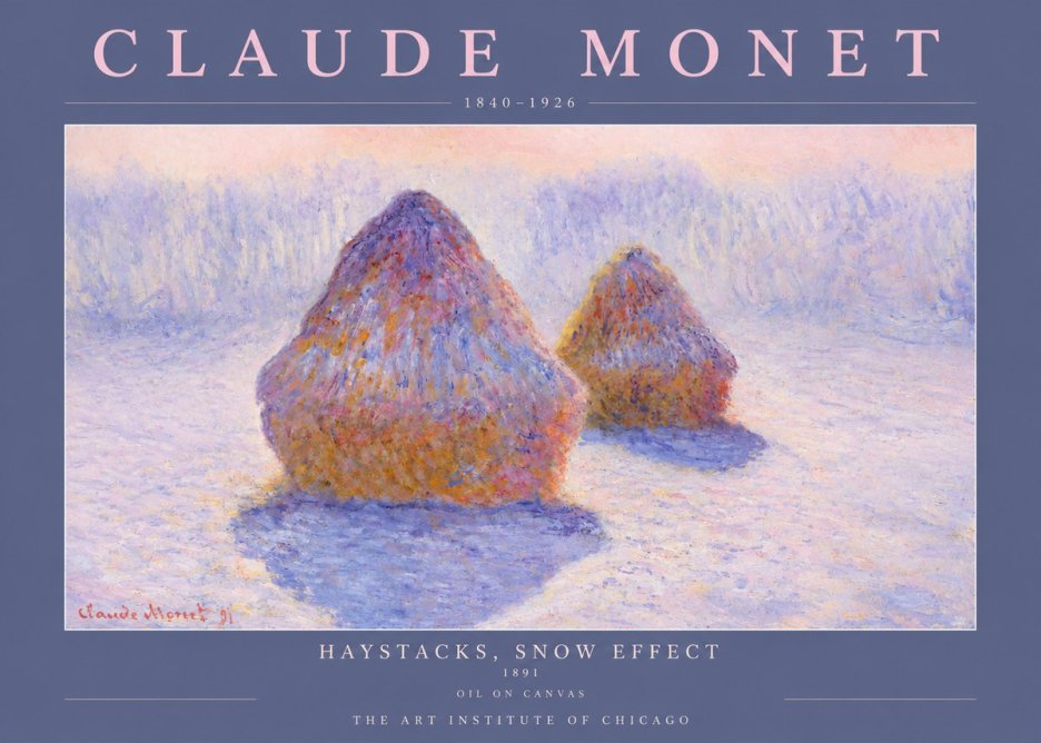 Monet Haystacks, Snow Effect No2 - Plakat