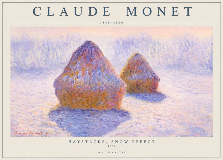 Monet Haystacks, Snow Effect No3 - Plakat