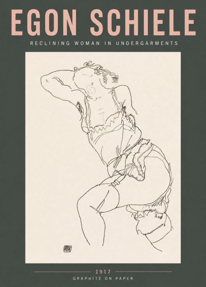 Schiele Reclining Woman in Undergarments No5 - Plakat