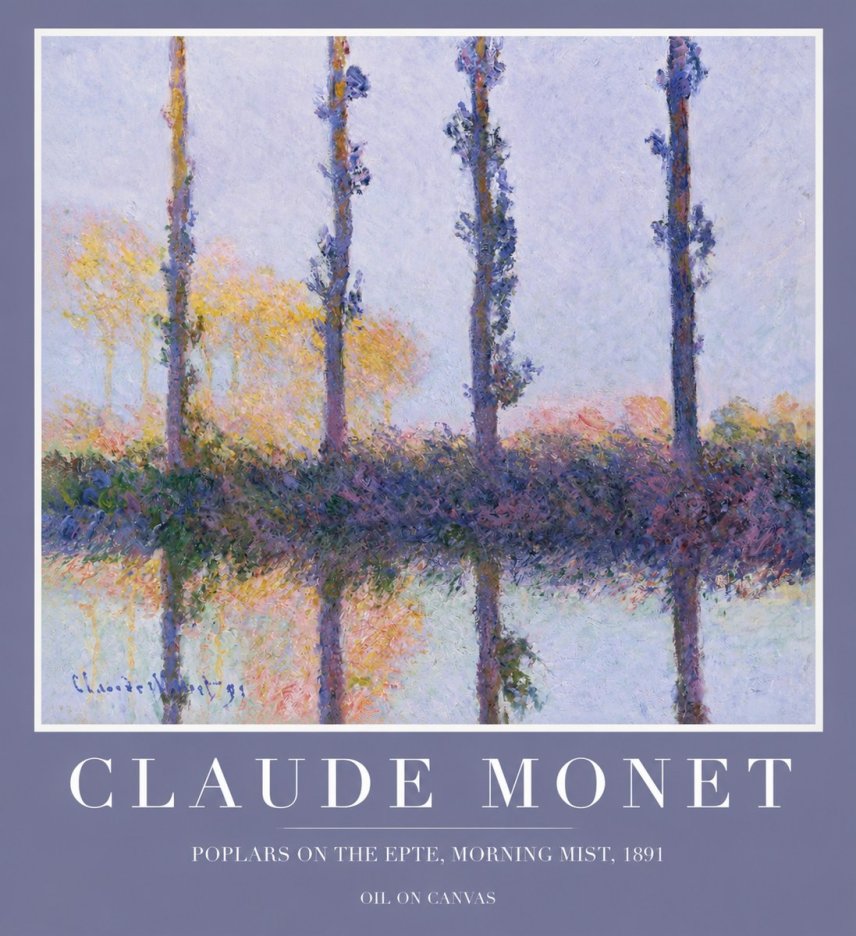 Monet Poplars on the Epte, Morning Mist, 1891 No2 - Plakat