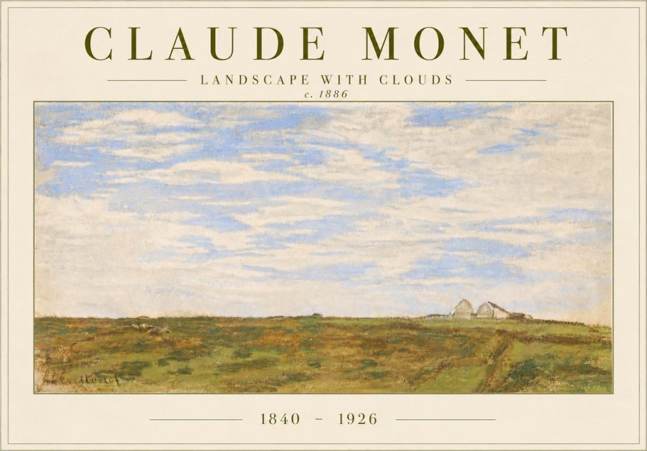 Monet Landscape with Clouds No6 - Plakat