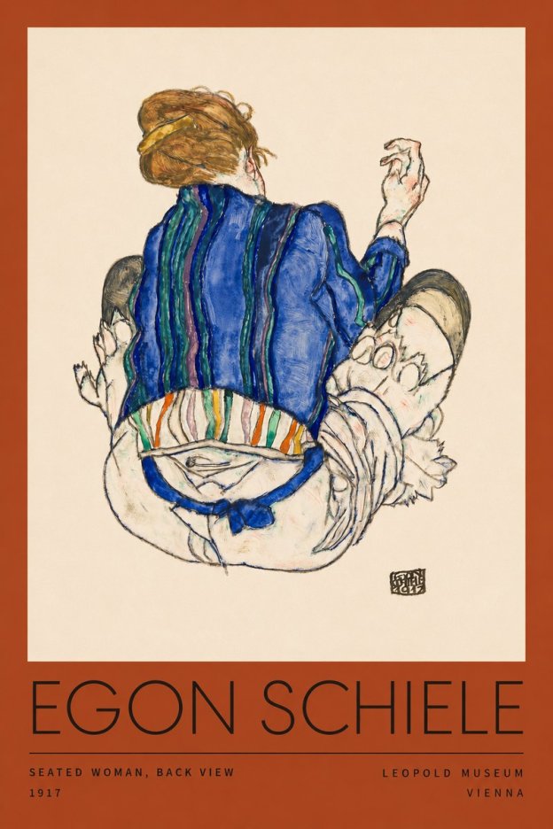 Schiele Seated Woman, Back View No2 - Plakat
