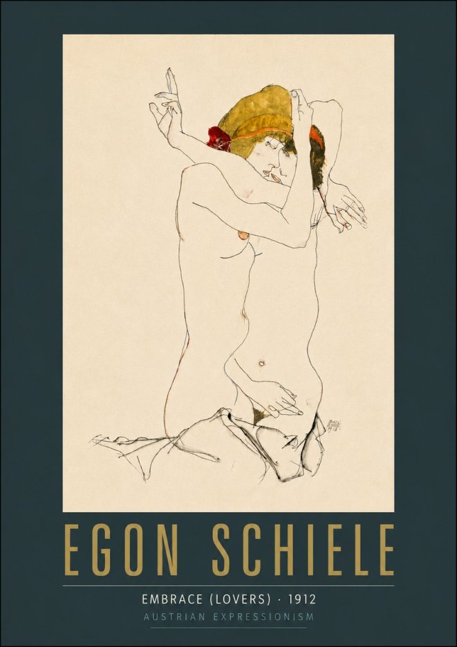 Schiele Embrace (Lovers) No6 - Plakat