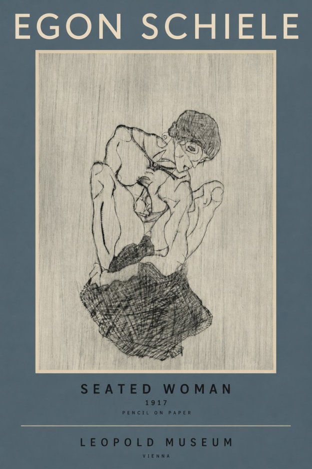 Schiele Seated Woman No2 - Plakat