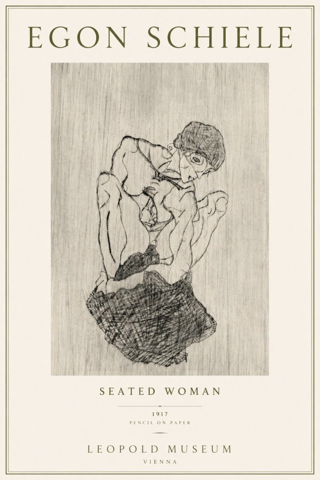 Schiele Seated Woman No4 - Plakat