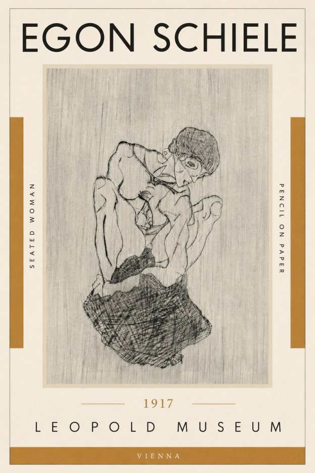 Schiele Seated Woman No5 - Plakat