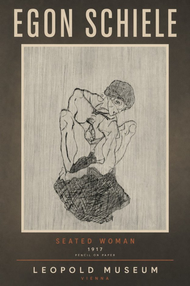 Schiele Seated Woman No6 - Plakat