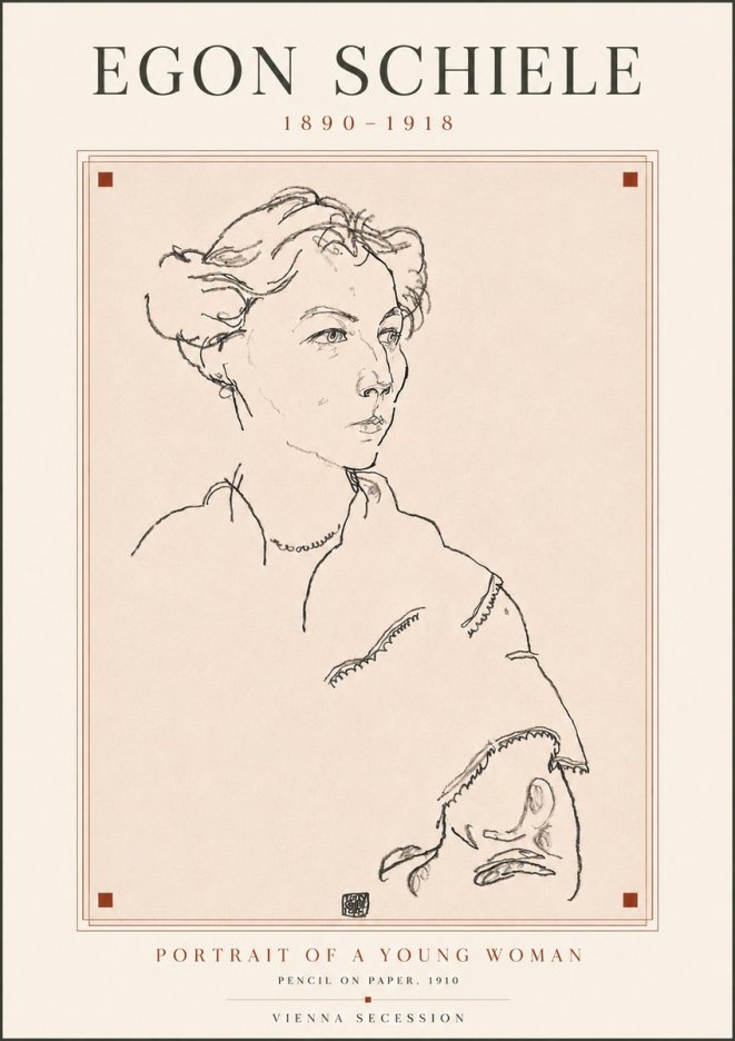 Schiele Portrait of a Young Woman No5 - Plakat