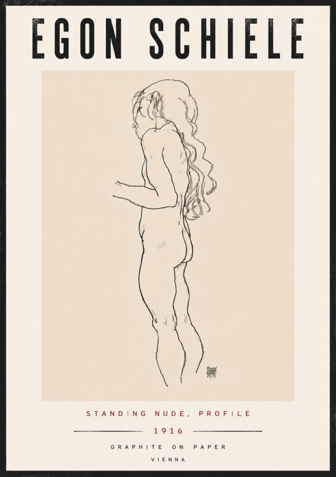 Schiele Standing Nude, Profile No6 - Plakat