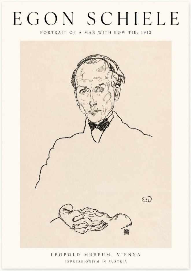 Schiele Portrait of a Man with Bow Tie, 1912 No1 - Plakat