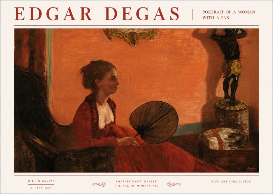 Edgar Degas Portrait of a Woman with a Fan No6 - Plakat