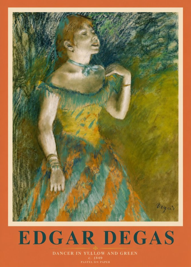 Edgar Degas Dancer in Yellow and Green No3 - Plakat