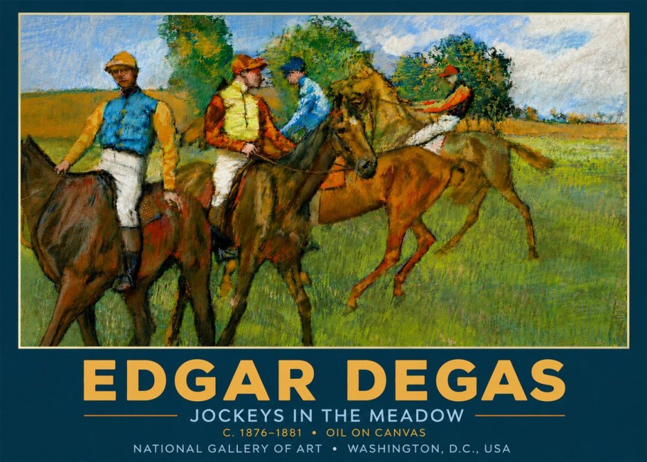 Edgar Degas Jockeys in the Meadow No5 - Plakat