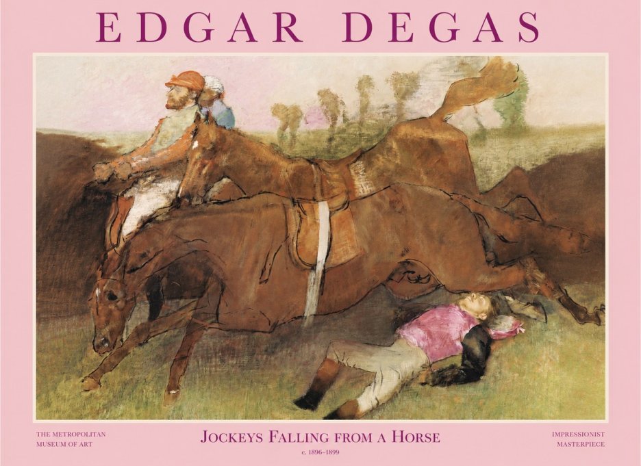 Edgar Degas Jockeys Falling from a Horse No1 - Plakat
