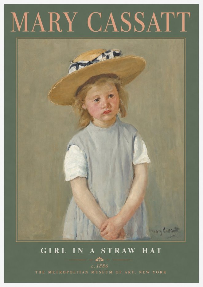 Mary Cassatt Girl in a Straw Hat No2 - Plakat