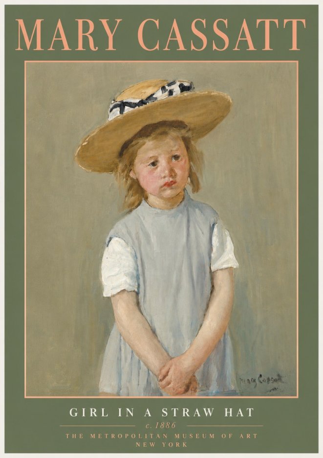 Mary Cassatt Girl in a Straw Hat No5 - Plakat