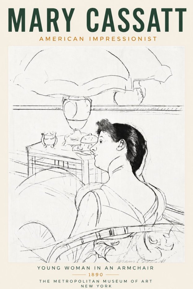 Mary Cassatt Young Woman in an Armchair No3 - Plakat