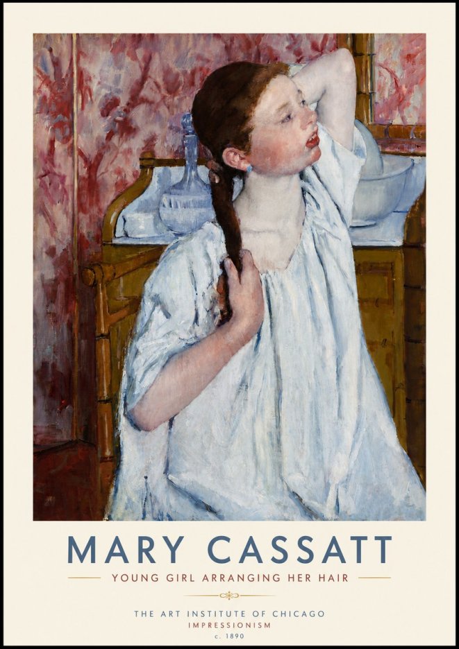 Mary Cassatt Young Girl Arranging Her Hair No5 - Plakat