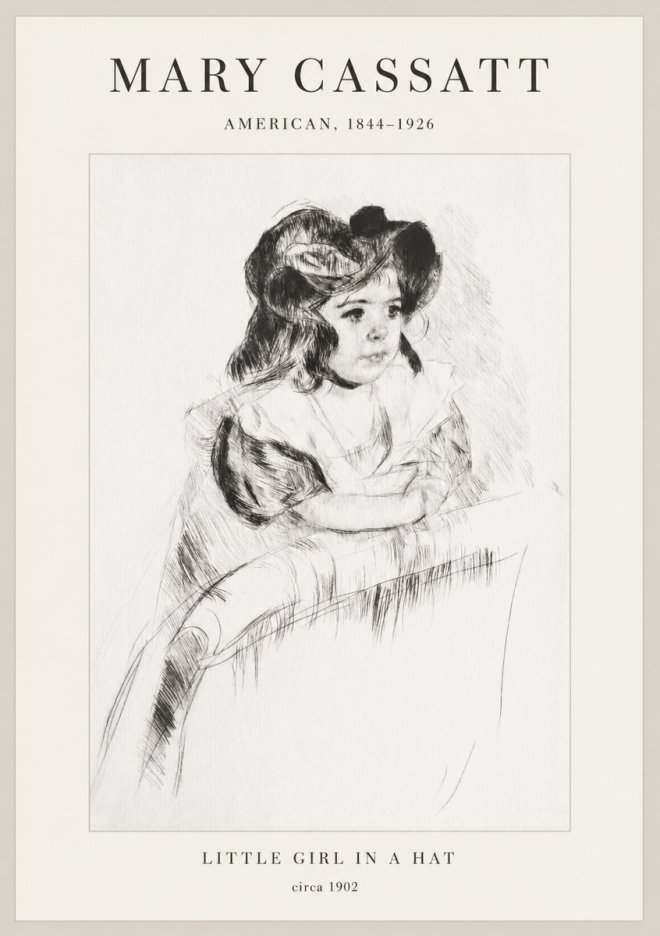 Mary Cassatt Little Girl in a Hat No1 - Plakat