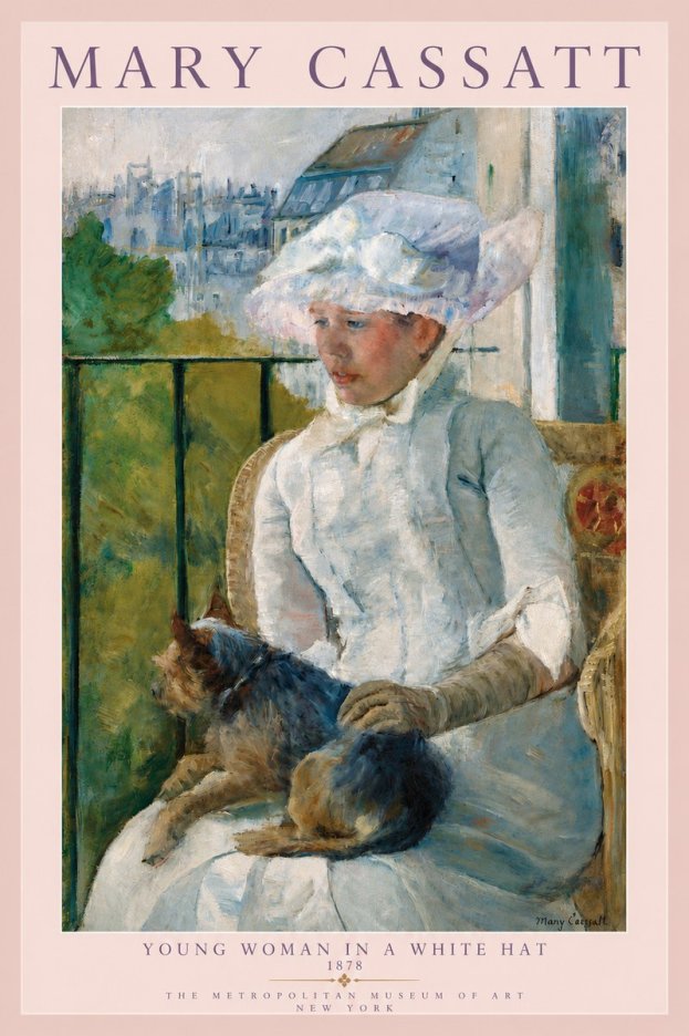 Mary Cassatt Young Woman in a White Hat No3 - Plakat