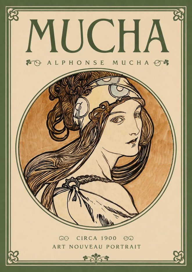 Mucha Art Nouveau Portrait I No2 - Plakat