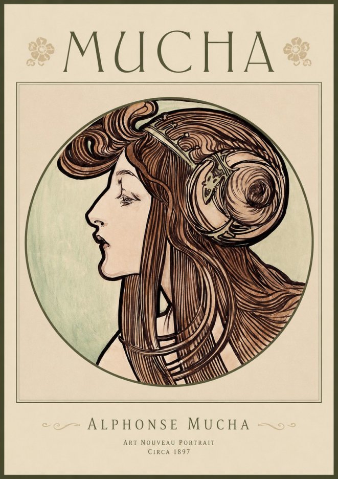 Mucha Art Nouveau Portrait II No1 - Plakat