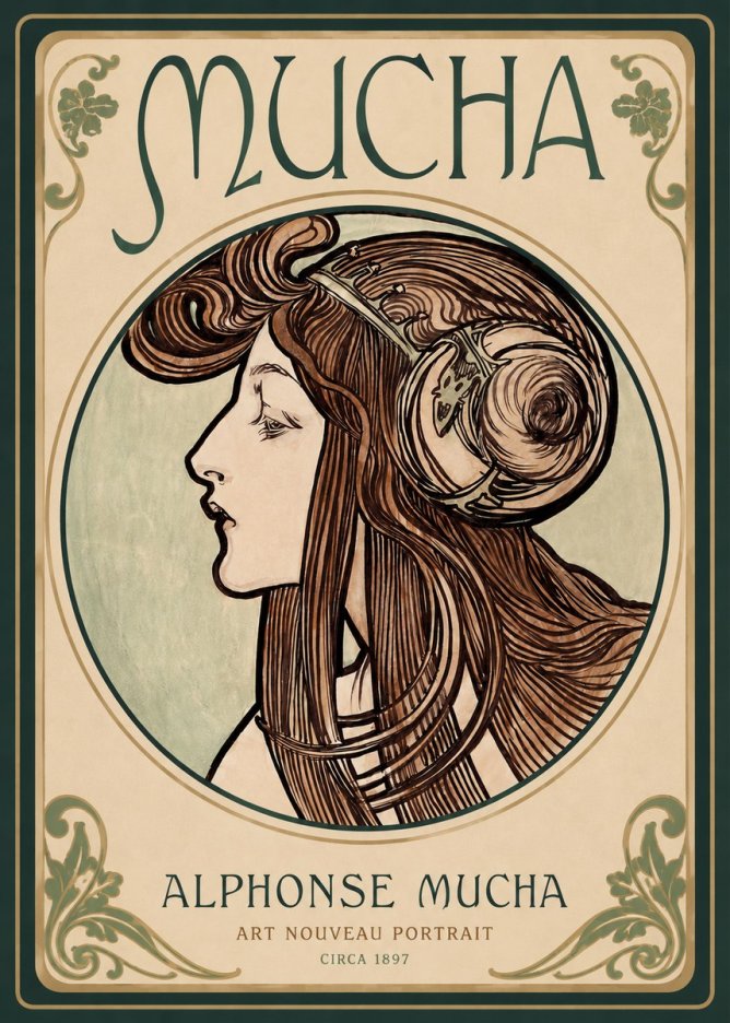 Mucha Art Nouveau Portrait II No2 - Plakat