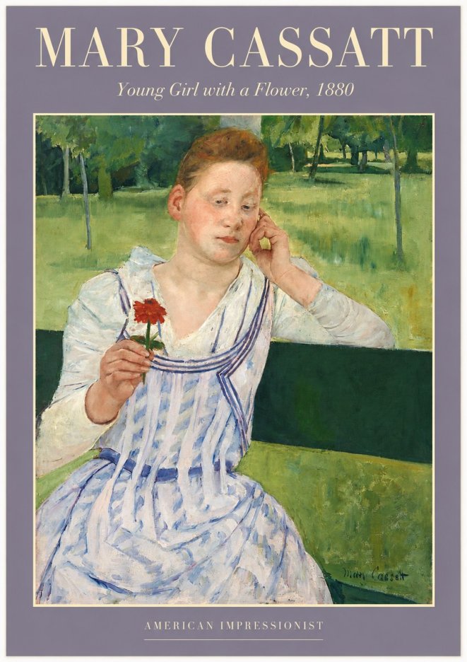 Mary Cassatt Young Girl with a Flower No2 - Plakat