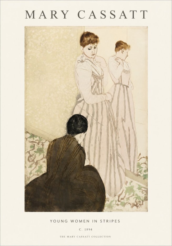 Mary Cassatt Young Women in Stripes No1 - Plakat