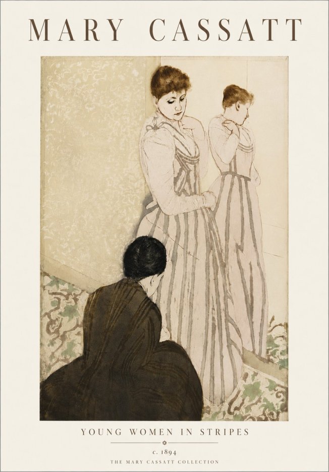 Mary Cassatt Young Women in Stripes No6 - Plakat