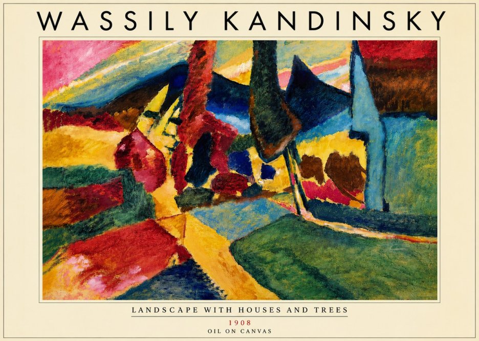 Kandinsky Landscape with Houses and Trees No5 - Plakat