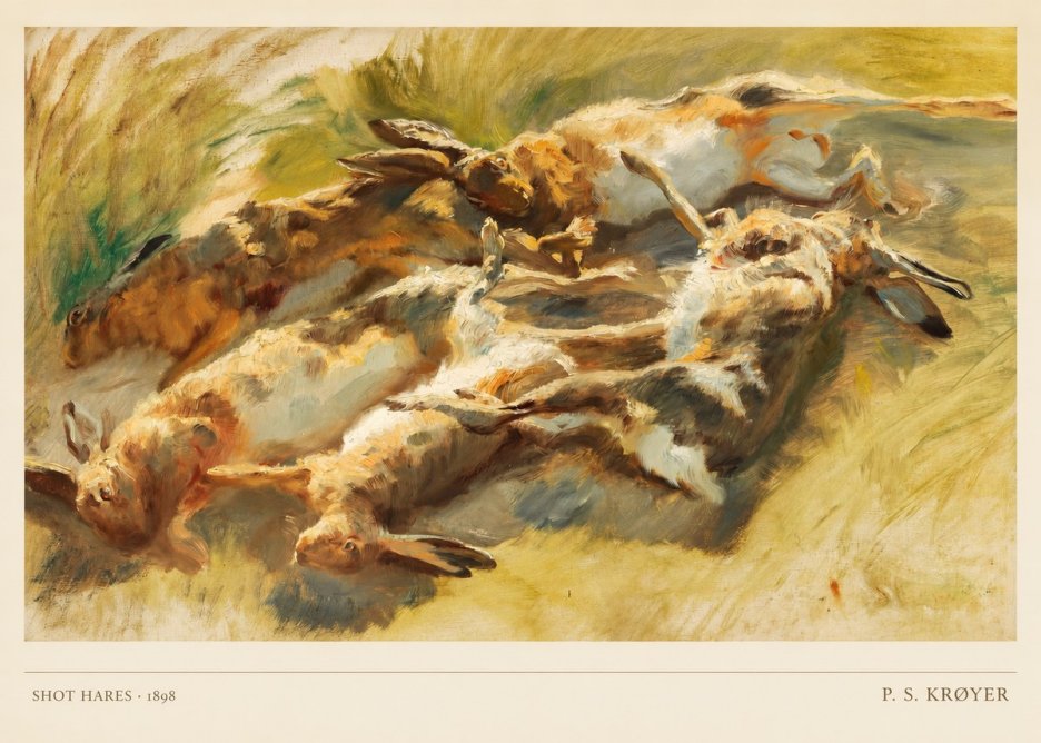 P.S. Krøyer Shot Hares No4 - Plakat