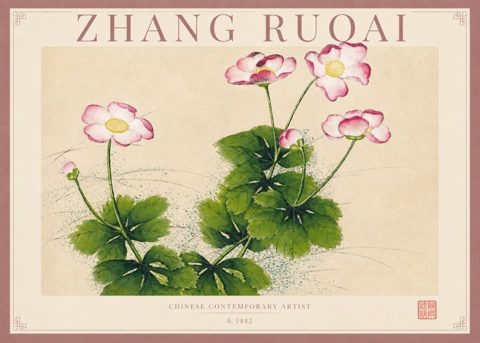 Zhang Ruoai Pink Anemones No2 - Plakat
