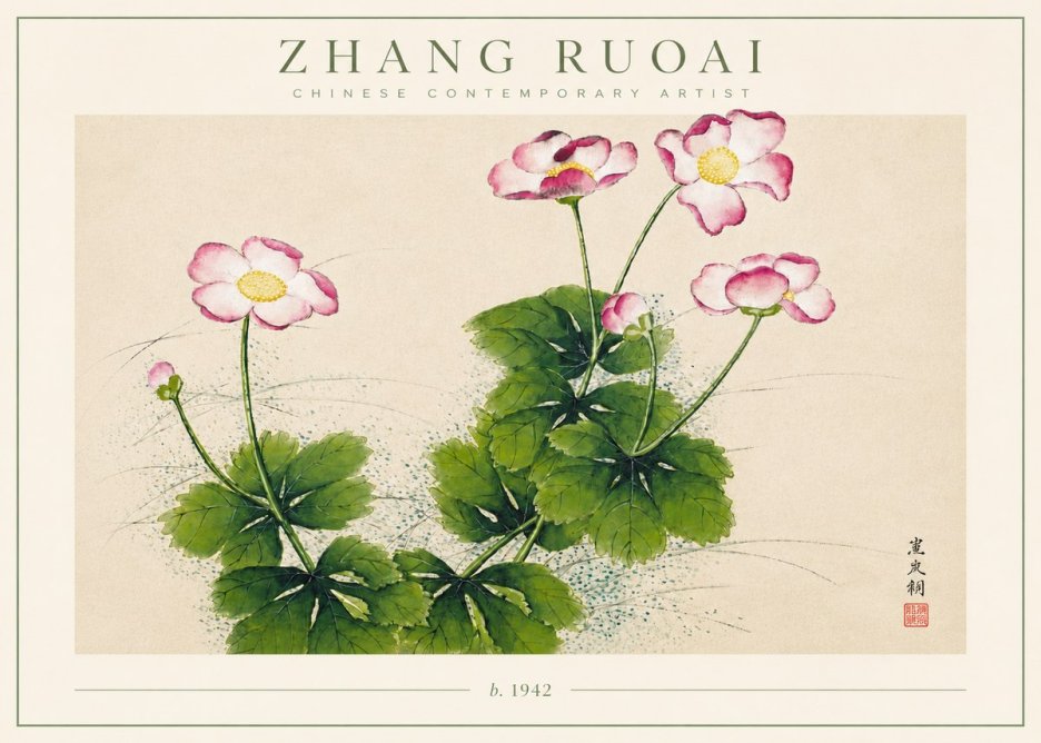 Zhang Ruoai Pink Anemones No3 - Plakat