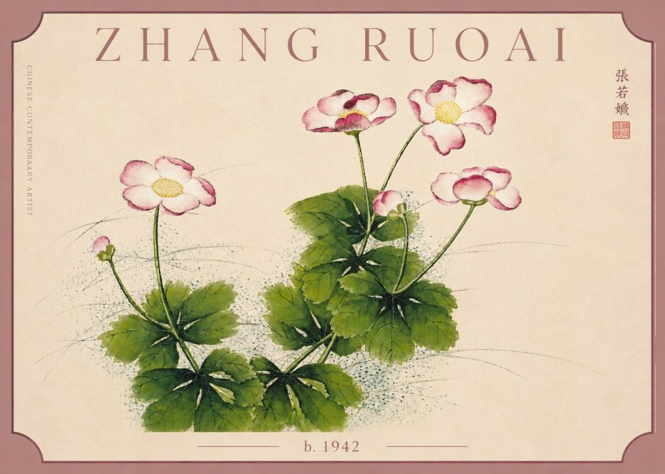 Zhang Ruoai Pink Anemones No5 - Plakat