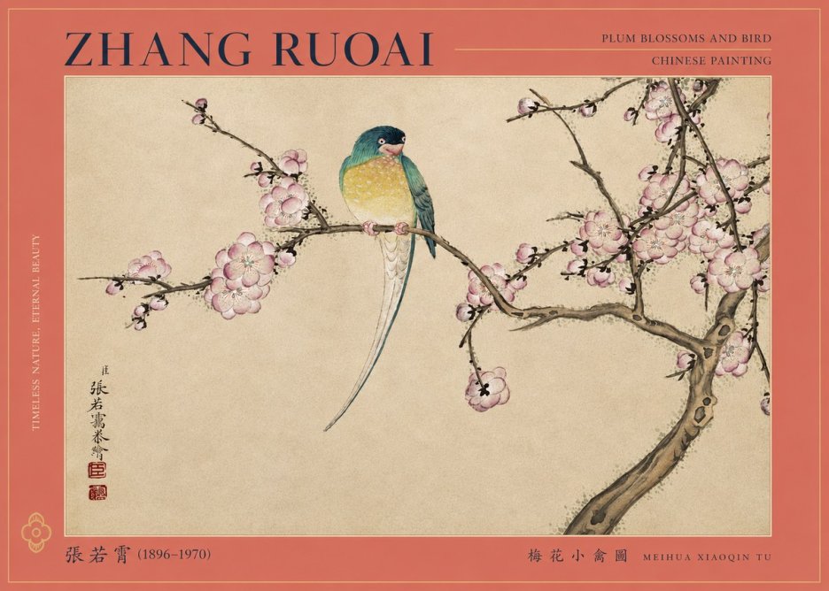 Zhang Ruoai Plum Blossoms and Bird No2 - Plakat