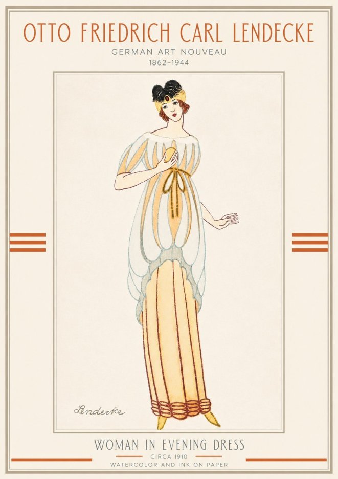 Otto Friedrich Carl Lendecke Woman in Evening Dress No3 - Plakat