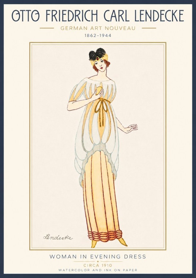 Otto Friedrich Carl Lendecke Woman in Evening Dress No4 - Plakat