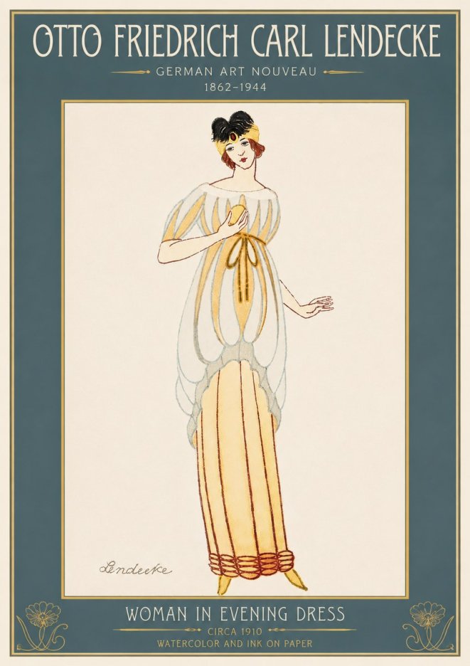 Otto Friedrich Carl Lendecke Woman in Evening Dress No6 - Plakat