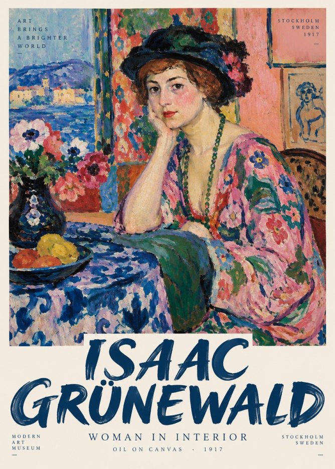 Isaac Grünewald Woman in Interior No3 - Plakat