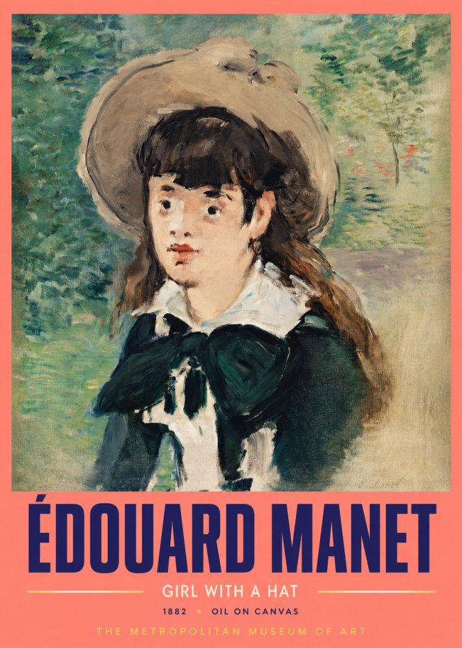 Édouard Manet Girl with a Hat No2 - Plakat