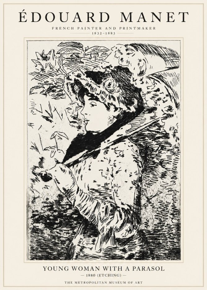 Édouard Manet Young Woman with a Parasol No1 - Plakat