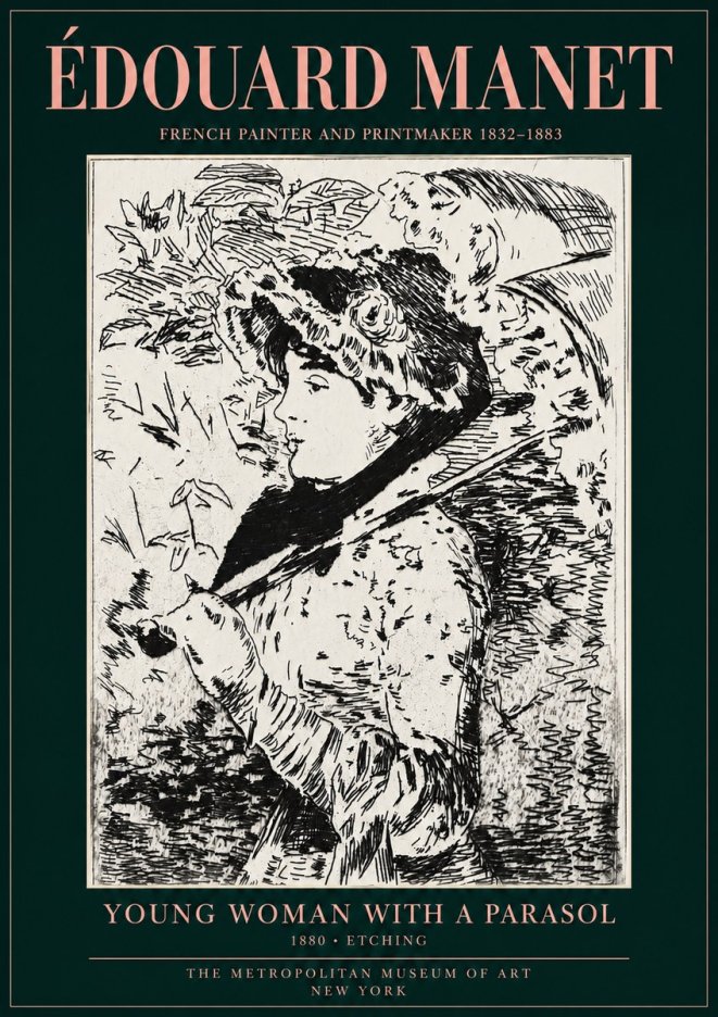 Édouard Manet Young Woman with a Parasol No3 - Plakat